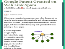 Google patent granted on web link spam